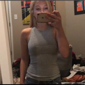 High-neck sleeveless shirt